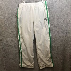 Gap Track Pants 100% Nylon Soft Knit lining White With Green Trim Men's L
